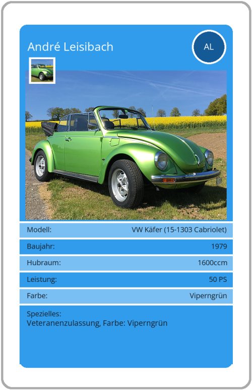 Quartett-Karte VW Käfer (15-1303 Cabriolet)