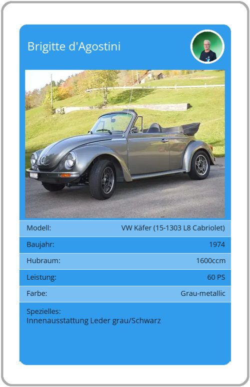 Quartett-Karte VW Käfer (15-1303 L8 Cabriolet)