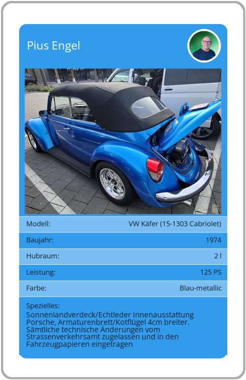Quartett-Karte VW Käfer (15-1303 Cabriolet)