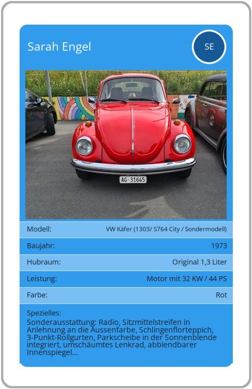 Quartett-Karte VW Käfer (1303/ S764 City / Sondermodell)