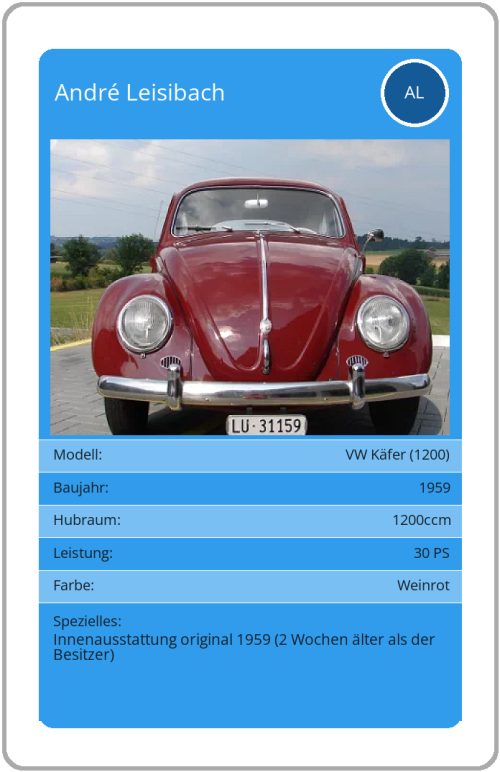 Quartett-Karte VW Käfer (1200)