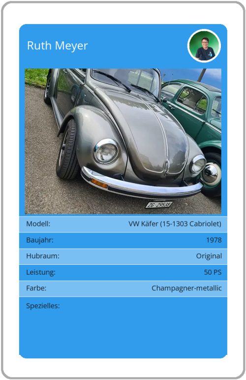 Quartett-Karte VW Käfer (15-1303 Cabriolet)
