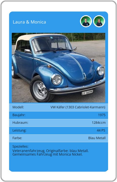 Quartett-Karte VW Käfer (1303 Cabriolet-Karmann)