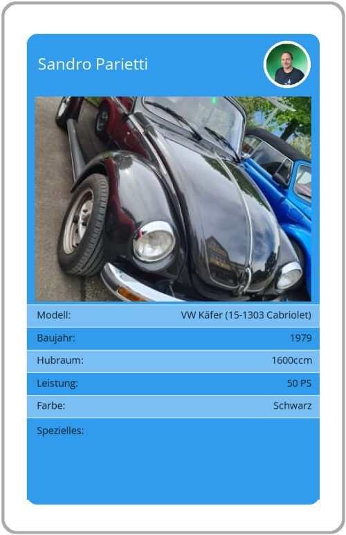Quartett-Karte VW Käfer (15-1303 Cabriolet)