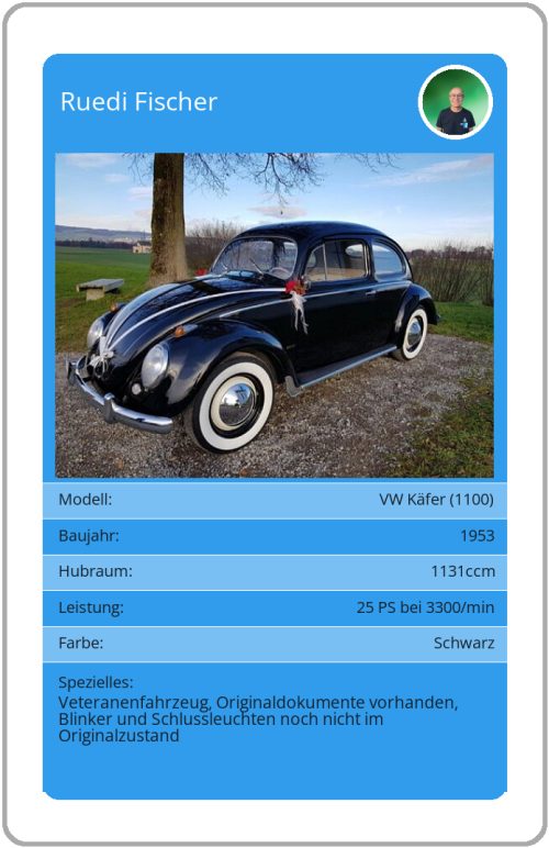 Quartett-Karte VW Käfer (1100)