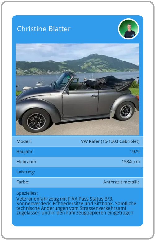 Quartett-Karte VW Käfer (15-1303 Cabriolet)